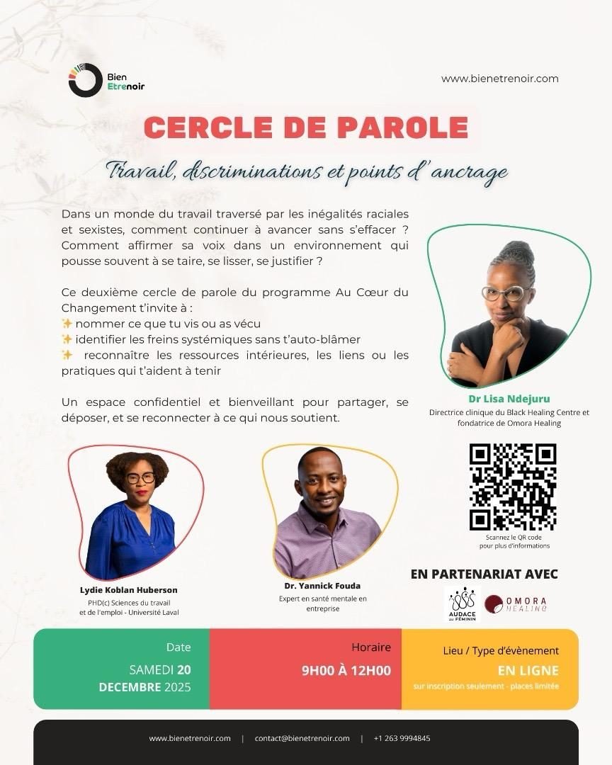 Cercle de parole « Travail, discriminations et points d'ancrage » — 20 décembre 2025
